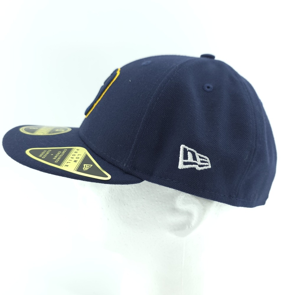 New Era 59Fifty Milwaukee Brewers Navy‎ Blue Fitted Size 8 Low Profile Hat NEW - Picture 4 of 9